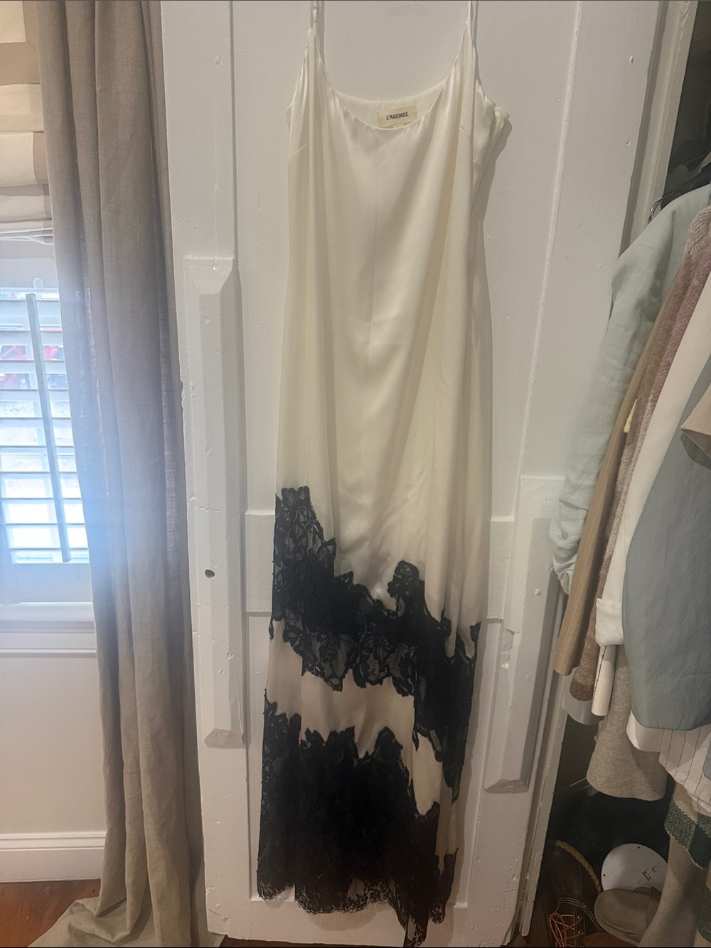 Like new L’Agence Silvana Lace Inset Silk Gown White